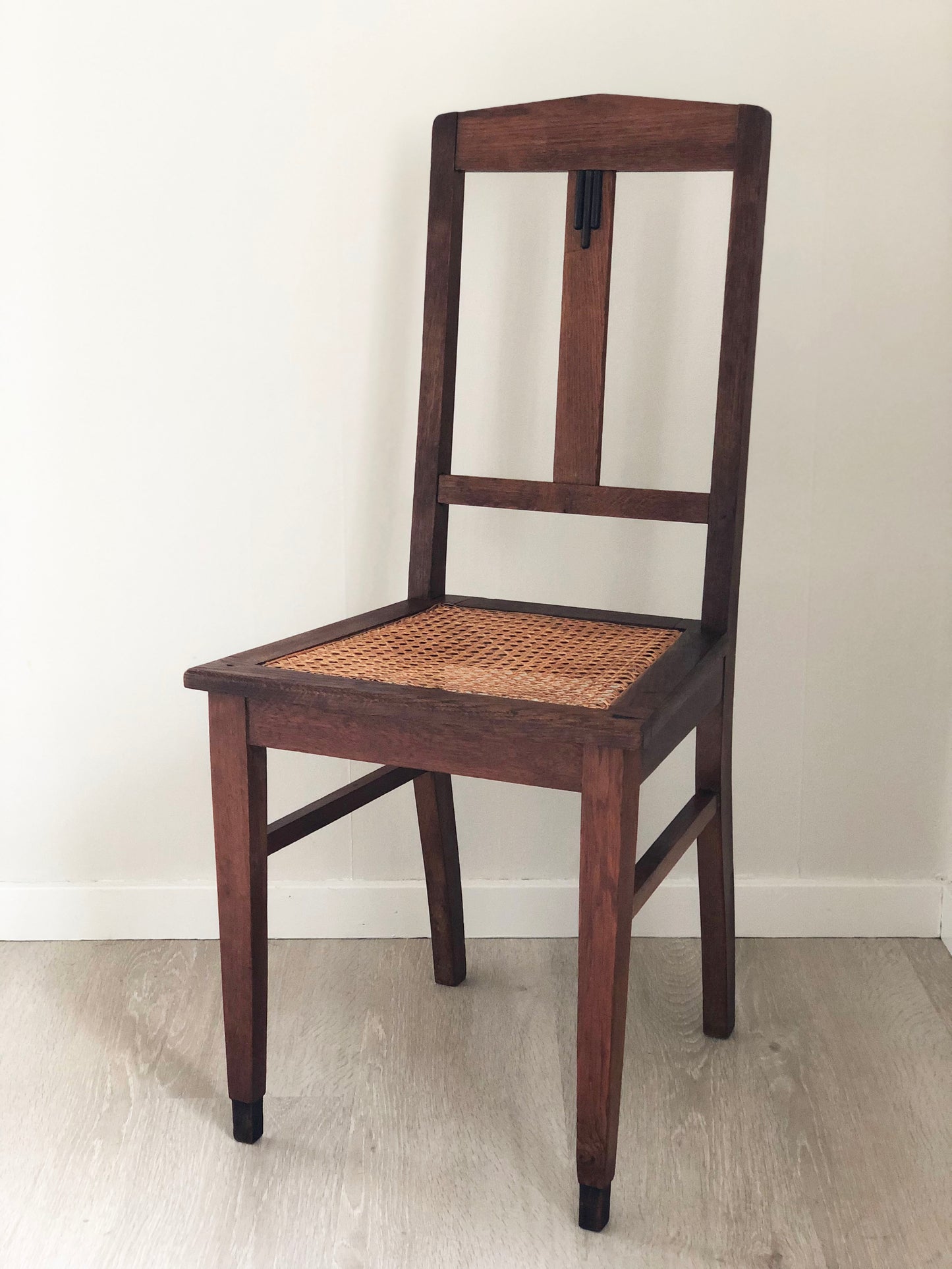 Pair of Oak Art Deco Amsterdam School Dining Chairs 1920s