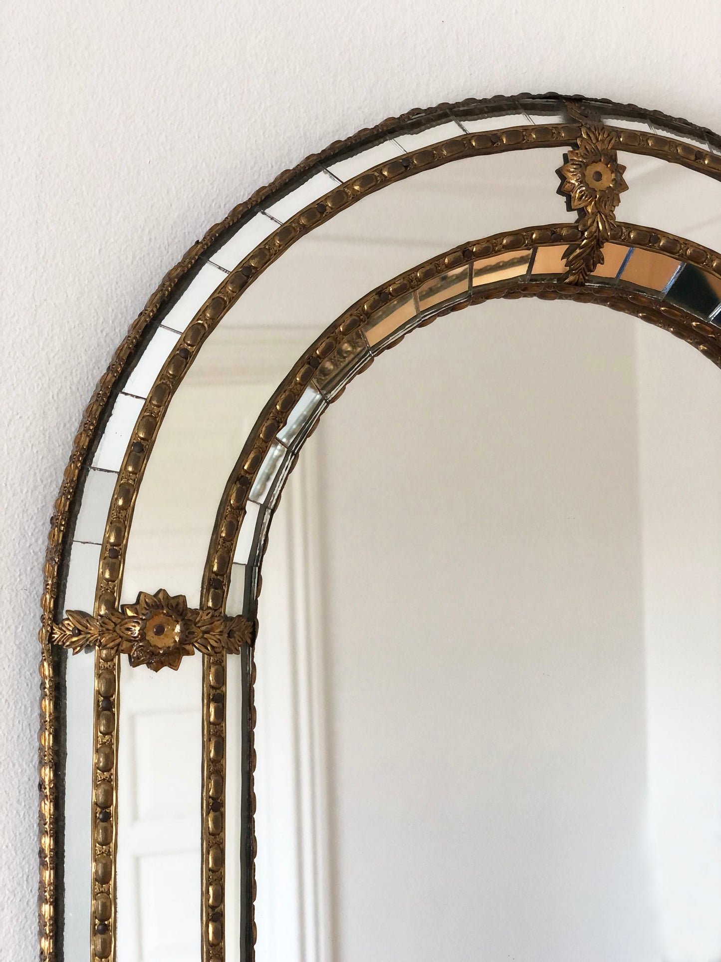 A Pair of Vintage Venetian Full Length Mirrors Hollywood Regency in Gold Spain