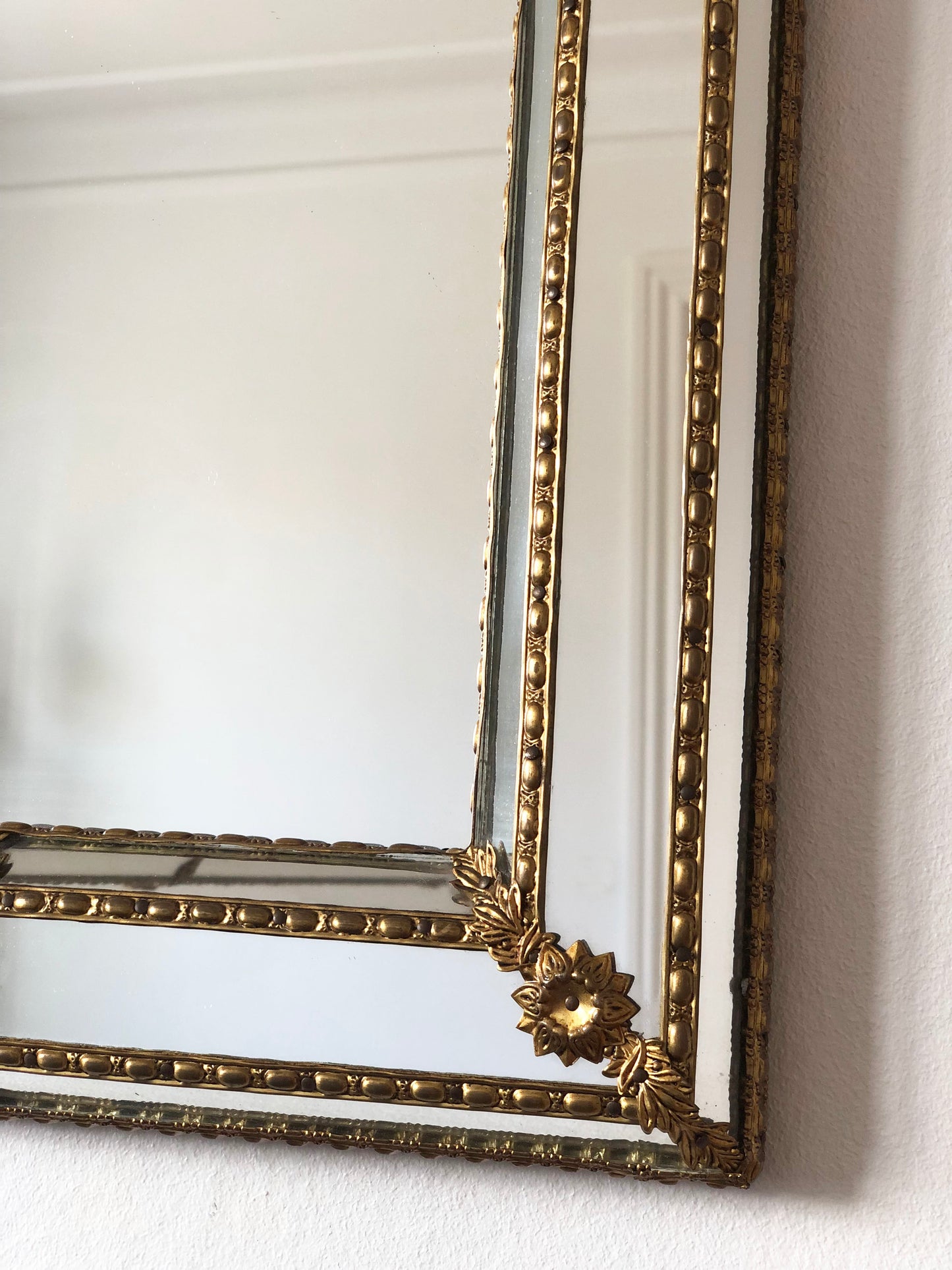 A Pair of Vintage Venetian Full Length Mirrors Hollywood Regency in Gold Spain