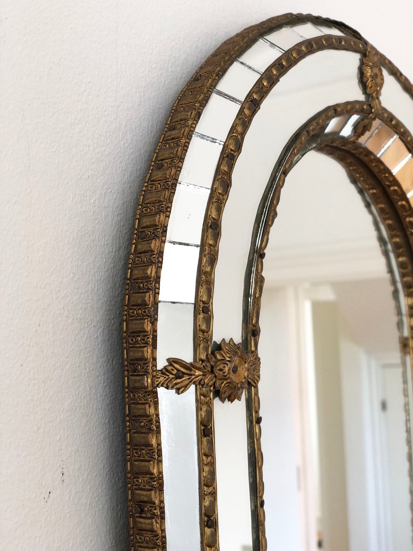 A Pair of Vintage Venetian Full Length Mirrors Hollywood Regency in Gold Spain