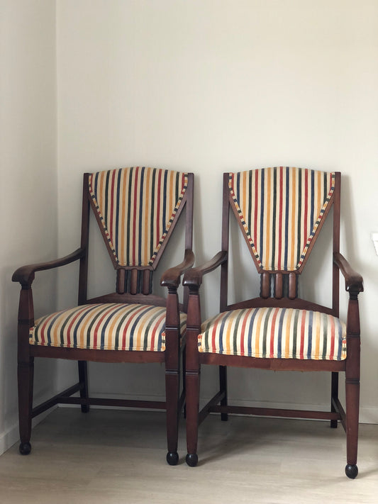 Pair of 2 Art Deco Amsterdam School ‘t Woonhuys Arm Chairs The Netherlands 1930s