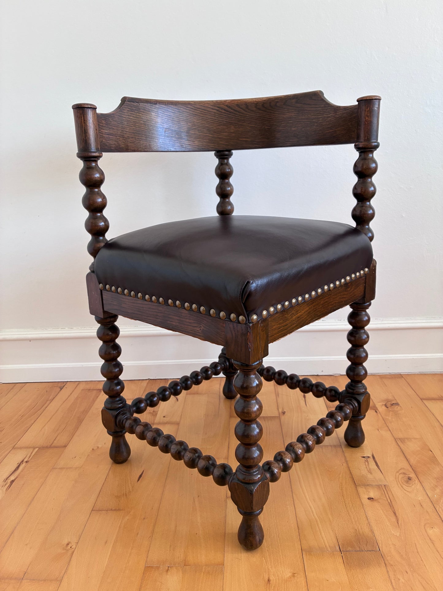 Antique Edwardian Bobbin Corner Chair, English 1900