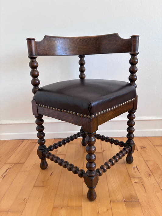 Antique Edwardian Bobbin Corner Chair, English 1900