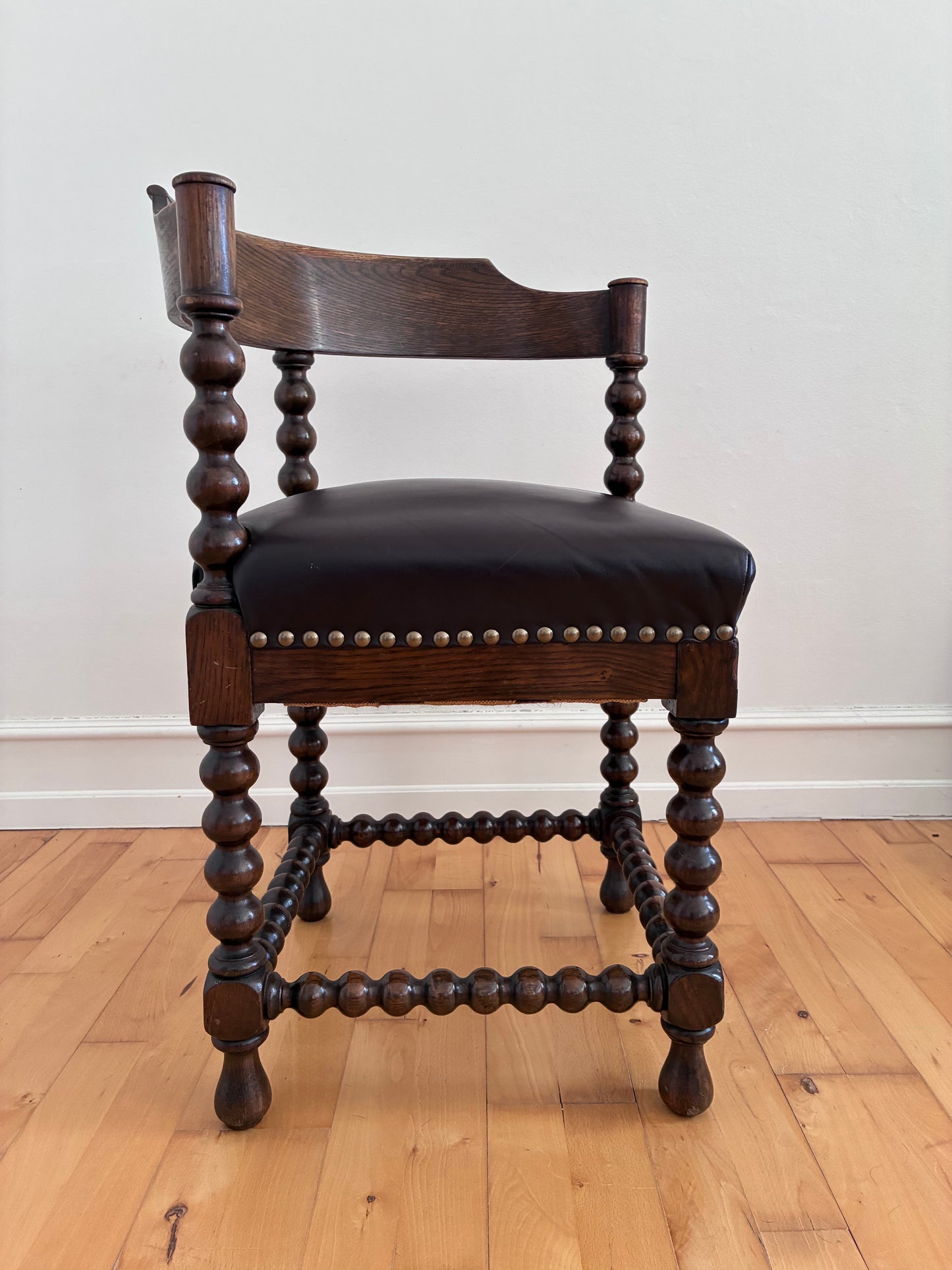 Antique Edwardian Bobbin Corner Chair, English 1900