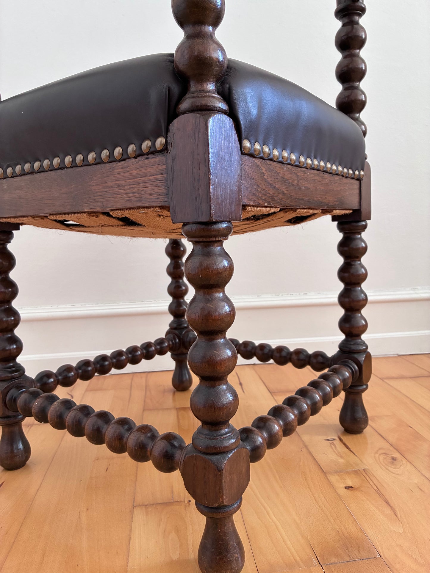 Antique Edwardian Bobbin Corner Chair, English 1900