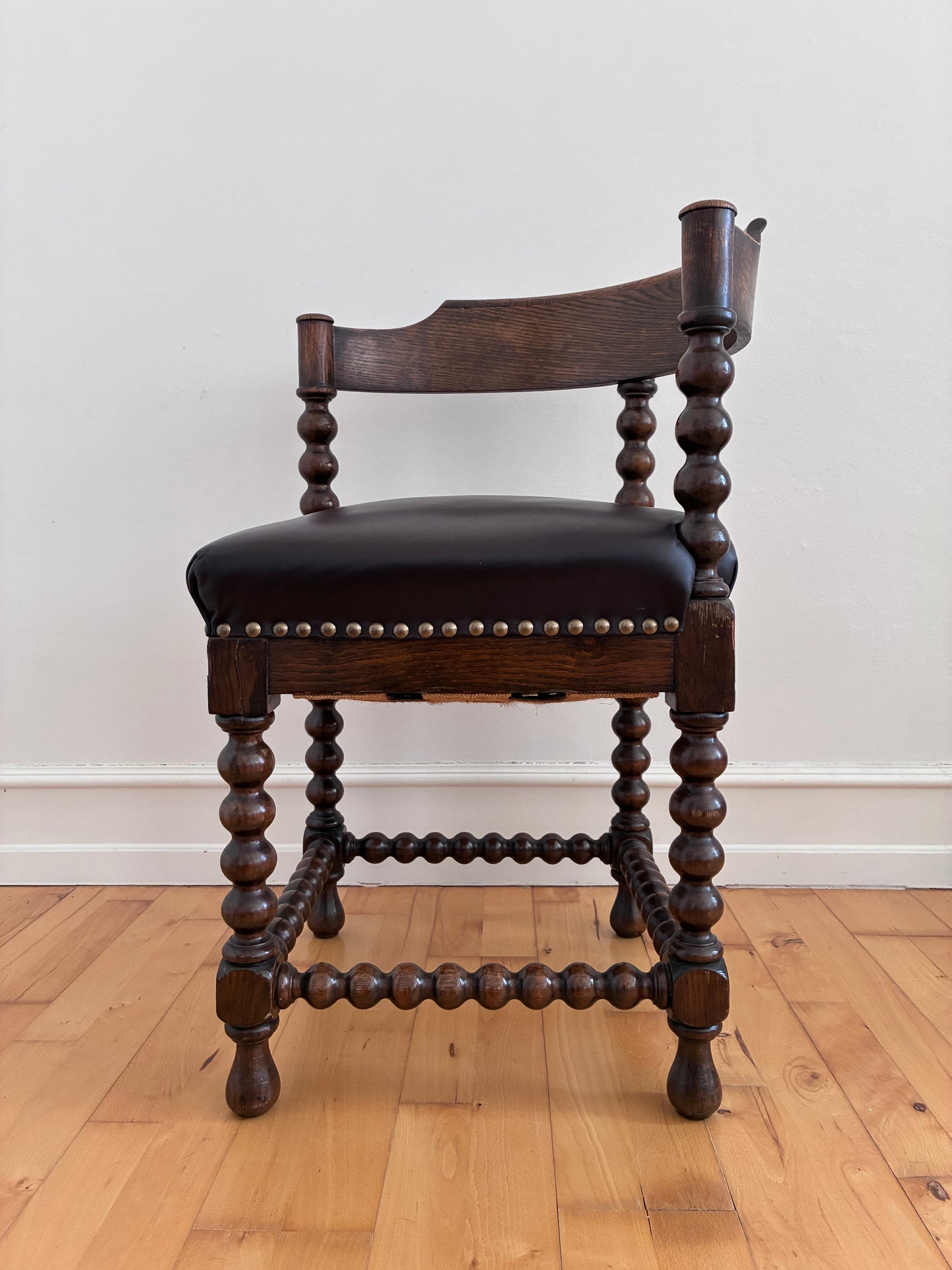 Antique Edwardian Bobbin Corner Chair, English 1900