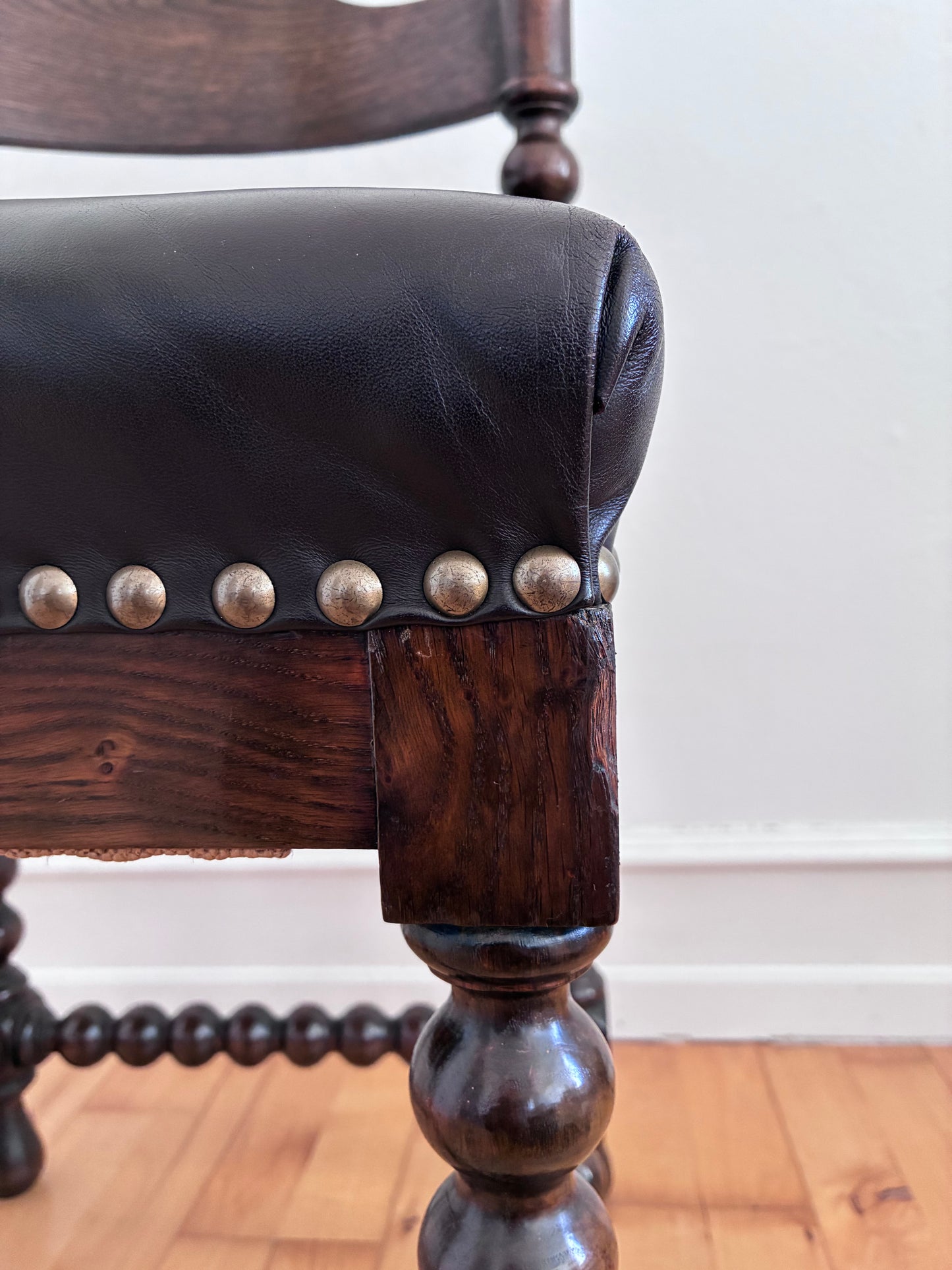Antique Edwardian Bobbin Corner Chair, English 1900