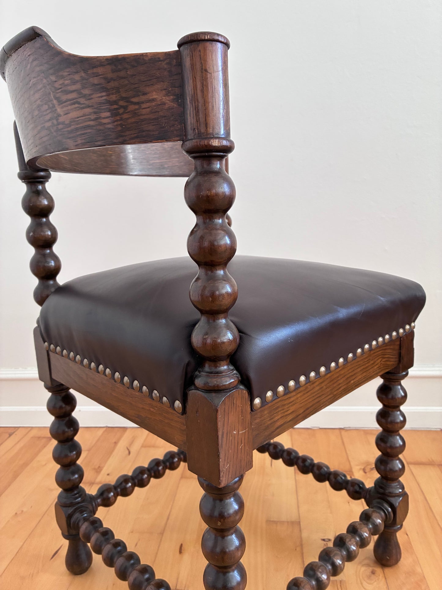 Antique Edwardian Bobbin Corner Chair, English 1900