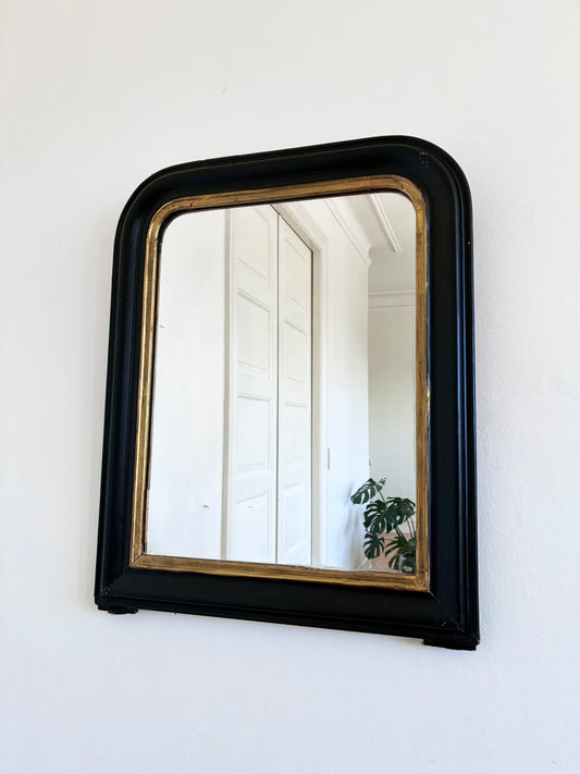 Antique French Louis Philippe Mirror – Black and Gold, Late 19th Century