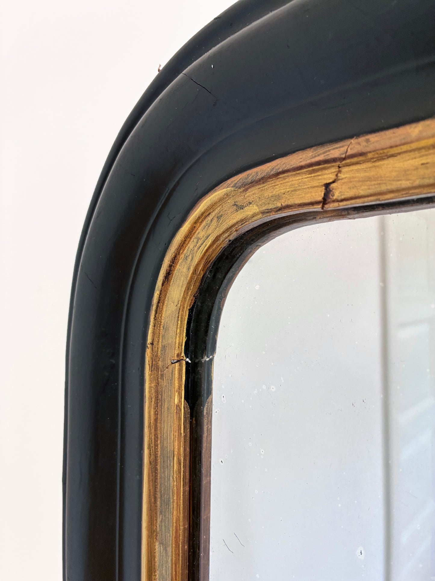 Antique French Louis Philippe Mirror – Black and Gold, Late 19th Century