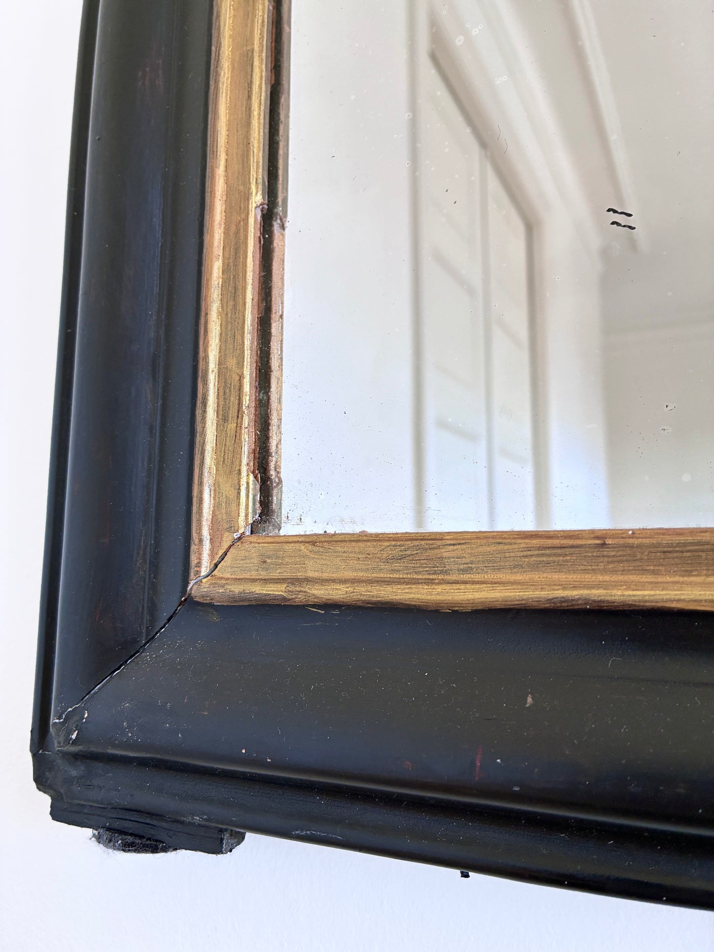 Antique French Louis Philippe Mirror – Black and Gold, Late 19th Century