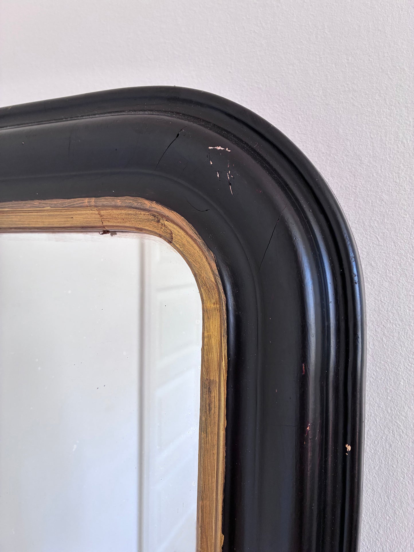 Antique French Louis Philippe Mirror – Black and Gold, Late 19th Century