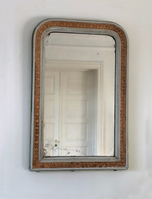 Antique French Louis Philippe Mirror – Cream and Gold, Late 19th Century