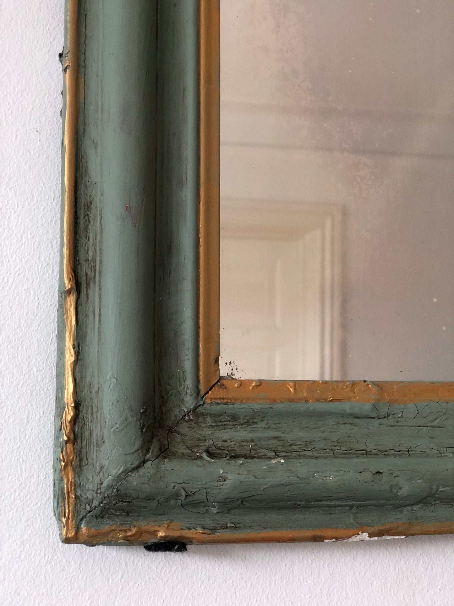 Antique French Louis Philippe Mirror – Green and Gold, Late 19th Century