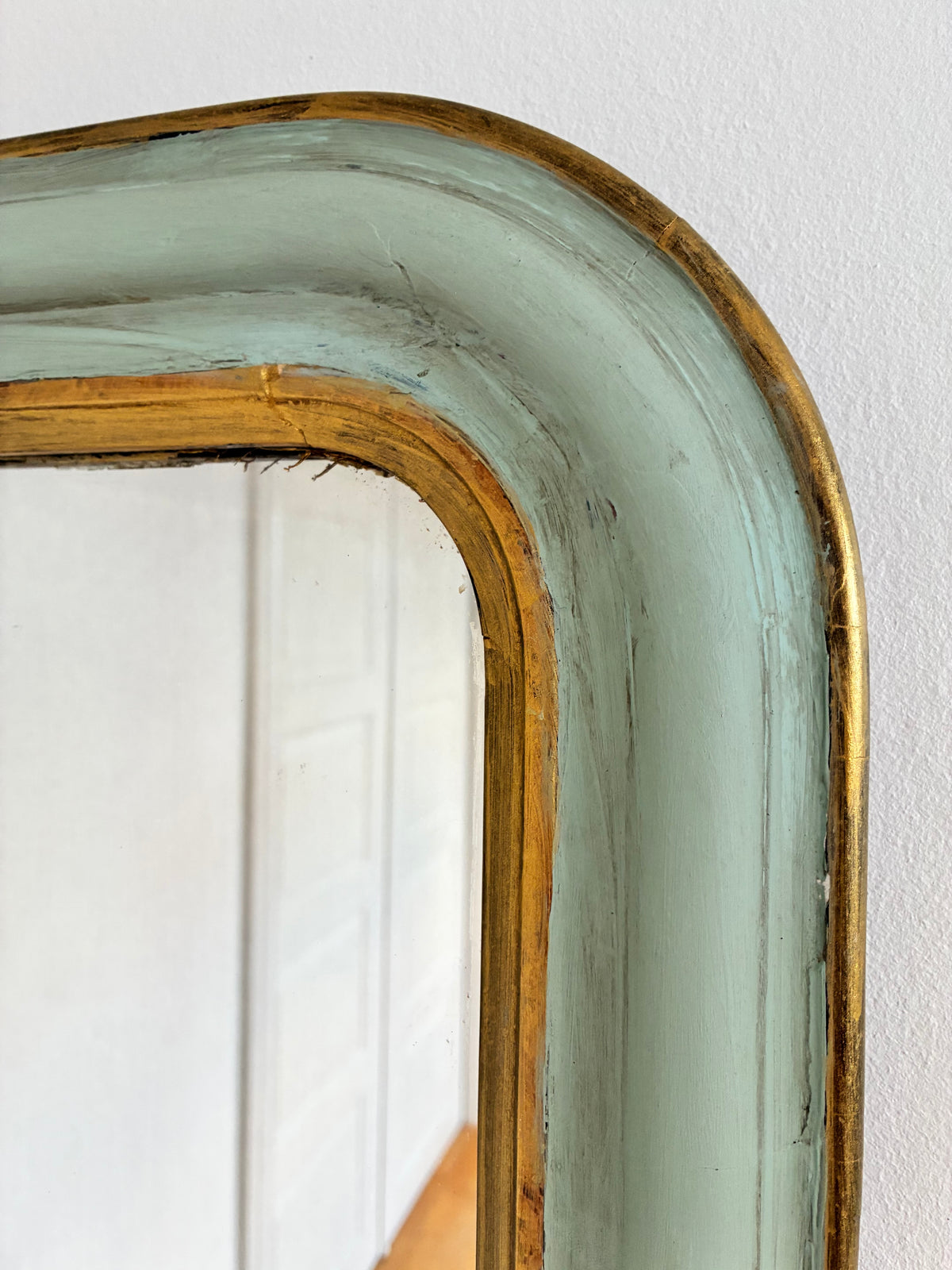 Antique French Louis Philippe Mirror – Green and Gold, Late 19th Century