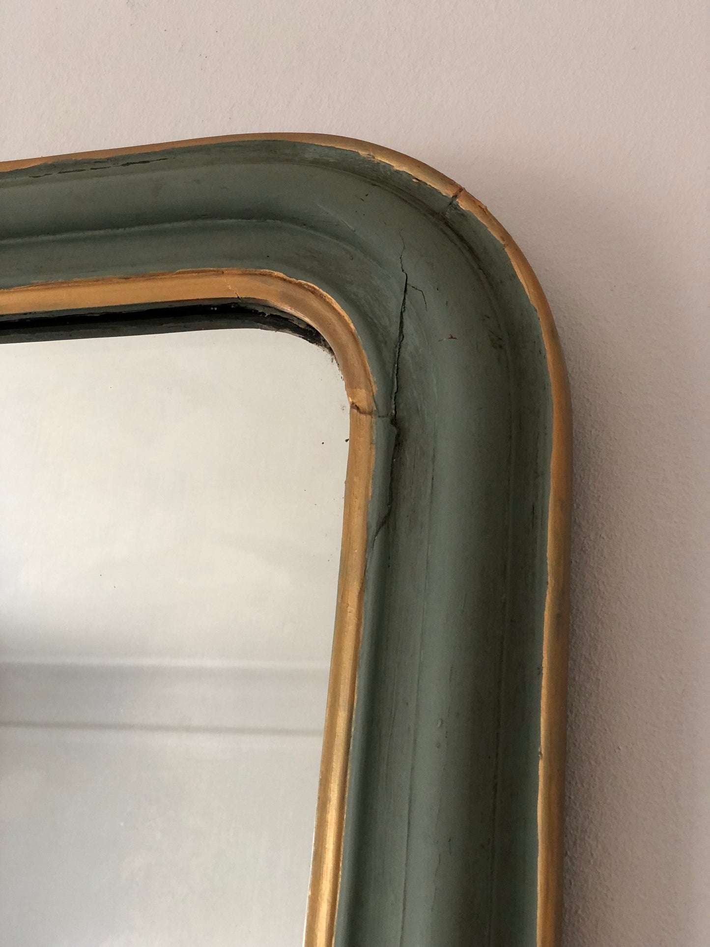 Antique French Louis Philippe Mirror – Green and Gold, Late 19th Century