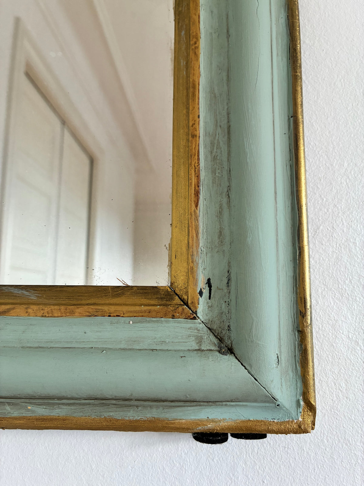 Antique French Louis Philippe Mirror – Green and Gold, Late 19th Century