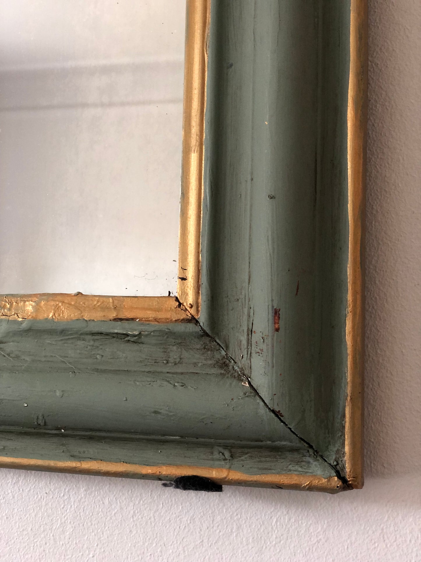 Antique French Louis Philippe Mirror – Green and Gold, Late 19th Century