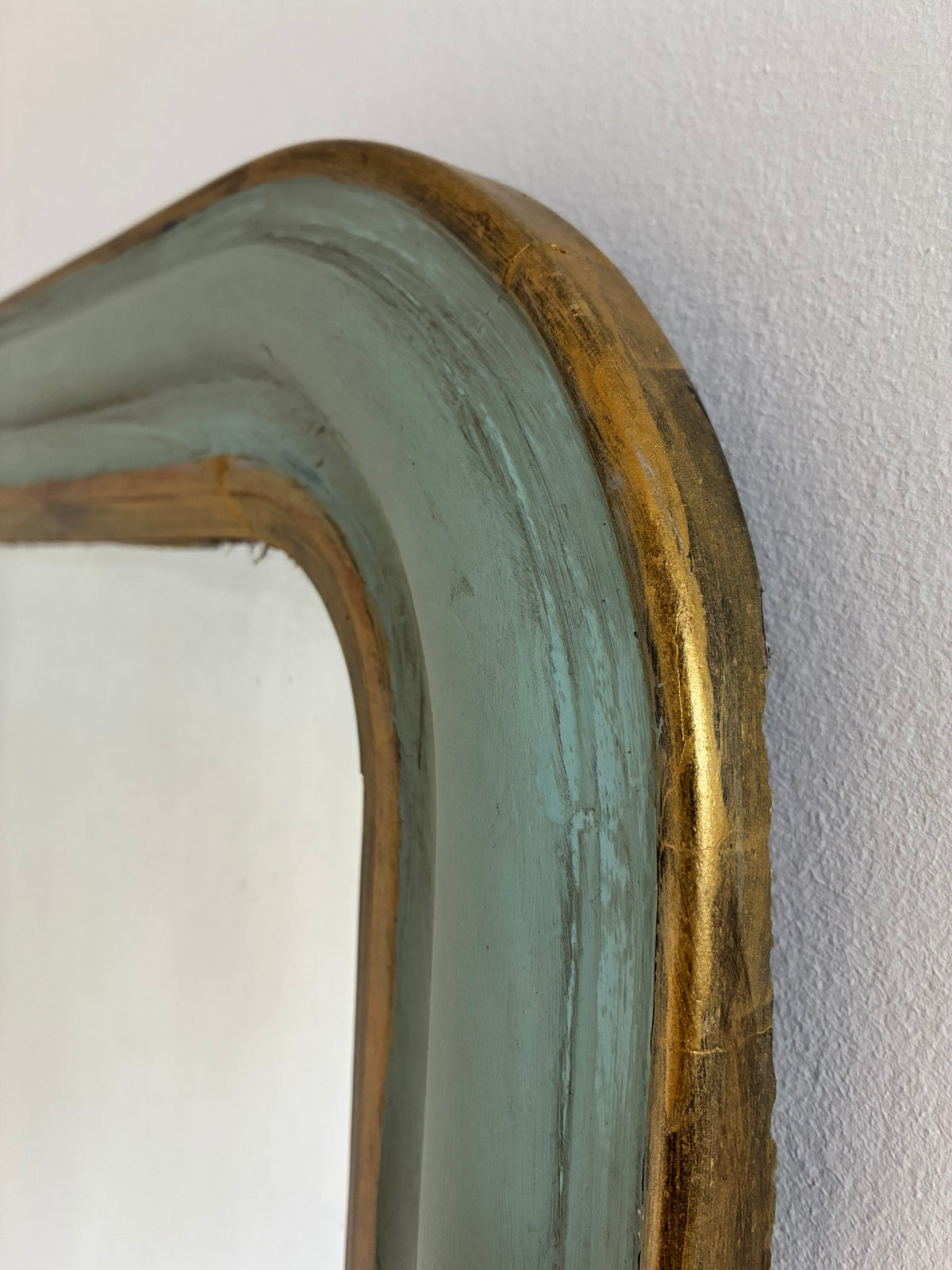 Antique French Louis Philippe Mirror – Green and Gold, Late 19th Century