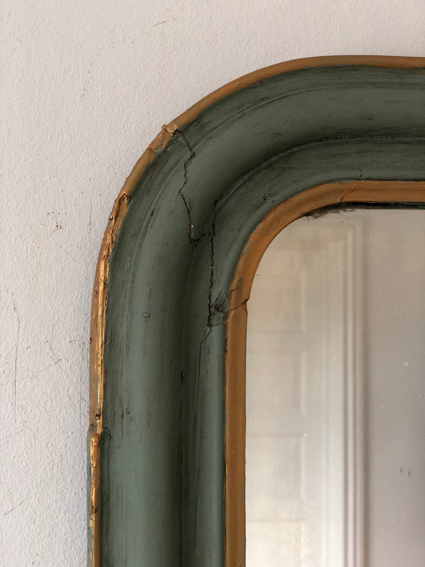 Antique French Louis Philippe Mirror – Green and Gold, Late 19th Century