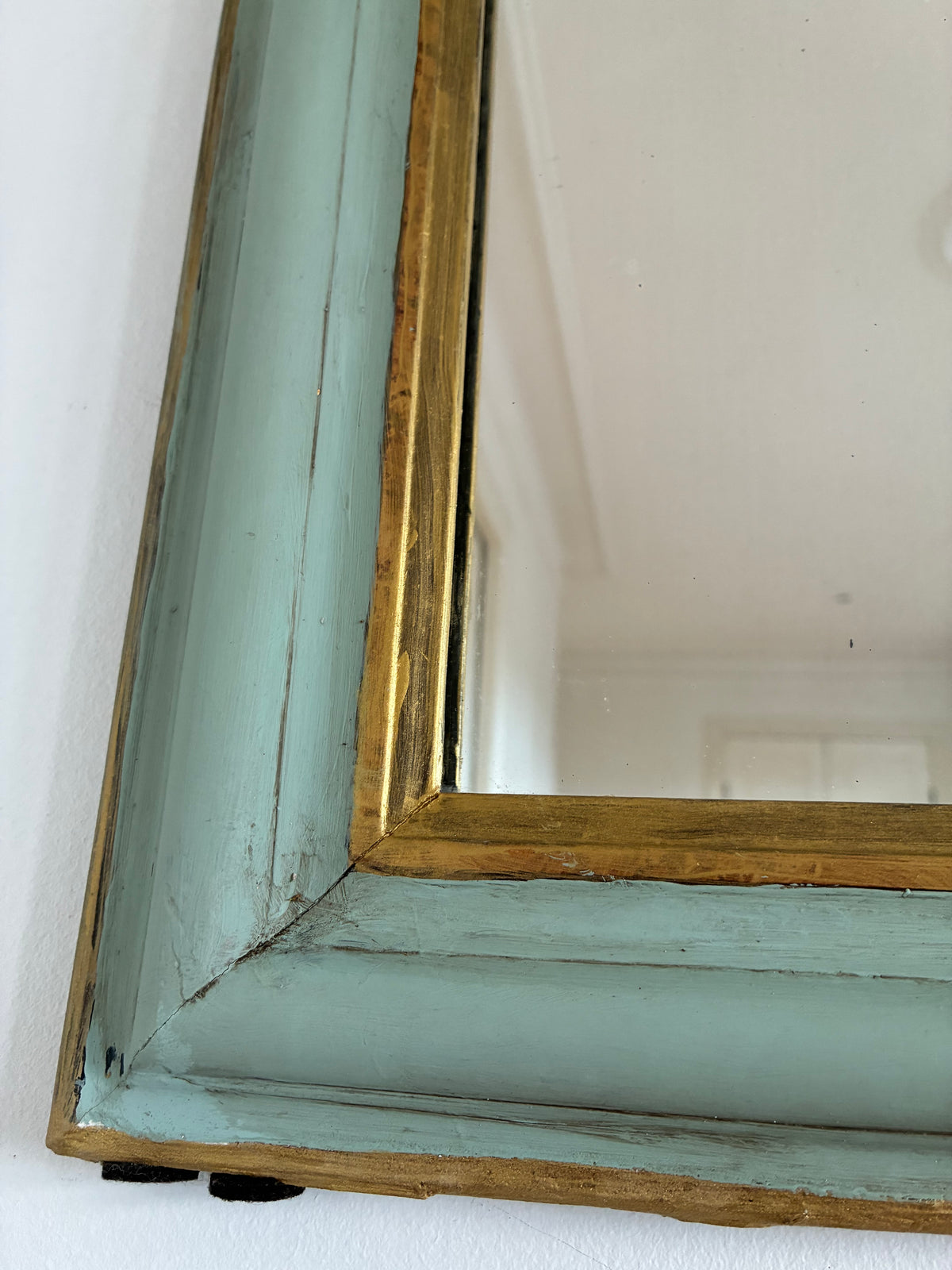 Antique French Louis Philippe Mirror – Green and Gold, Late 19th Century
