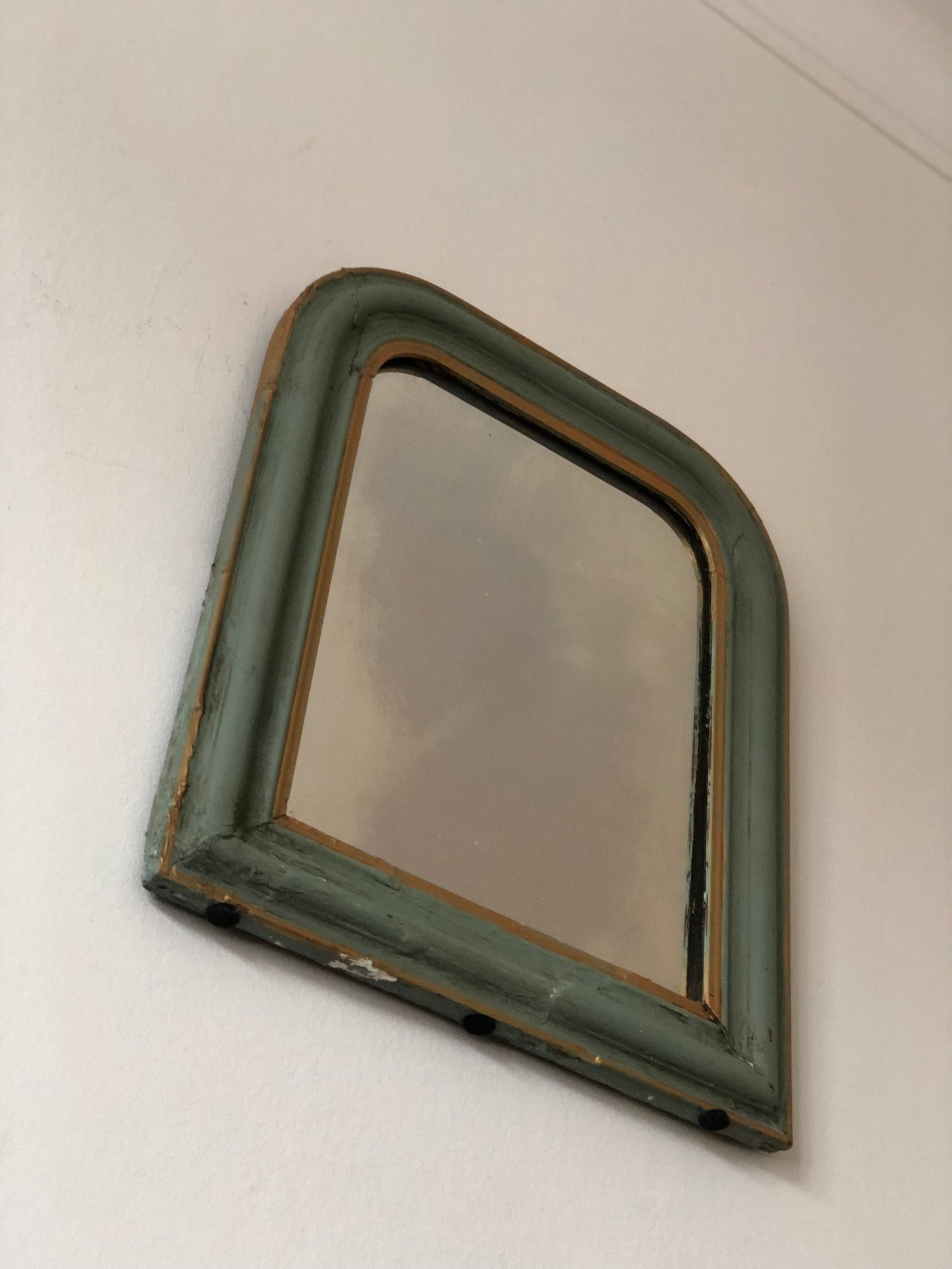 Antique French Louis Philippe Mirror – Green and Gold, Late 19th Century
