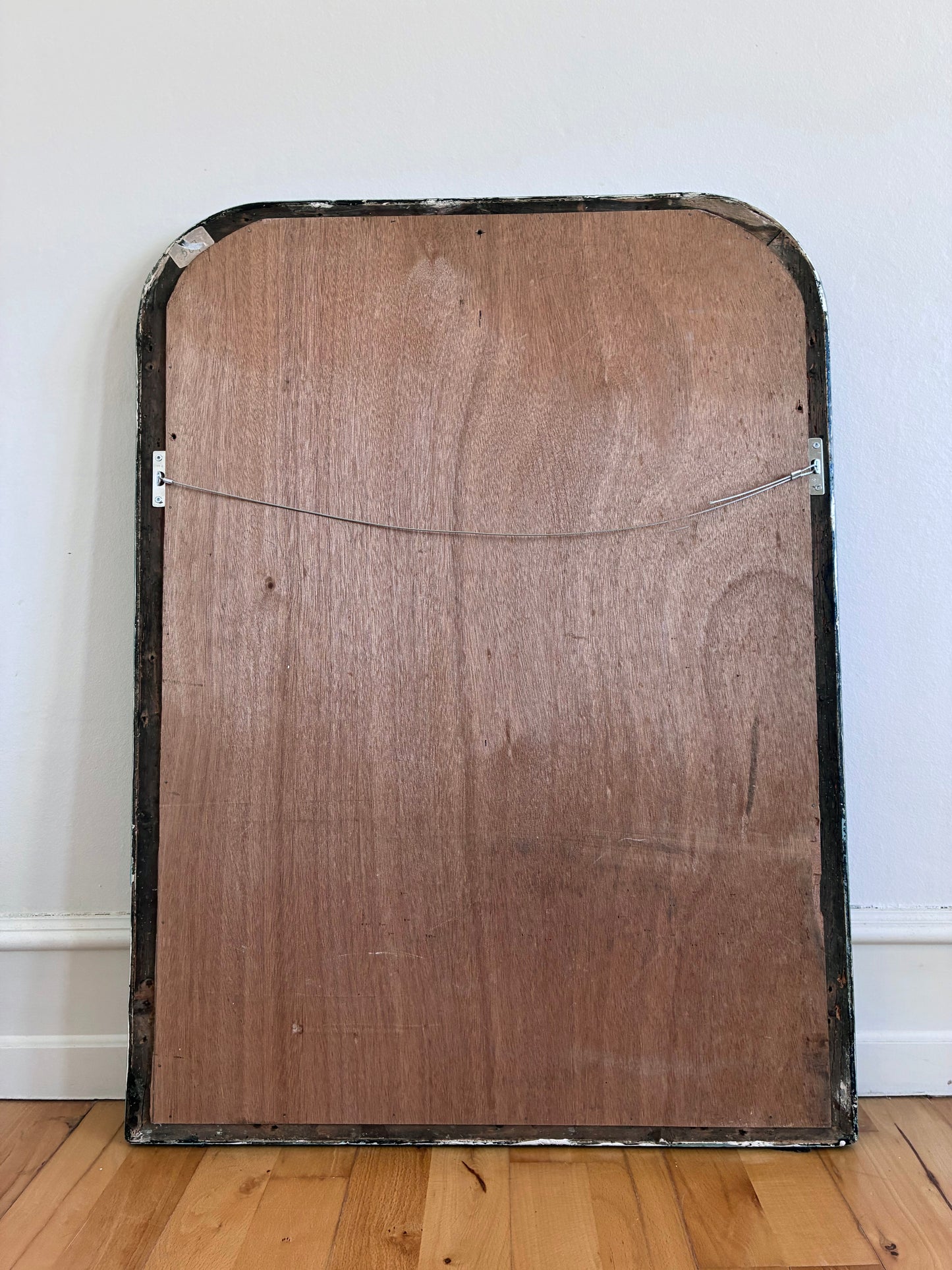 Large Antique French Louis Philippe Mirror – Green and Gold, Late 19th Century
