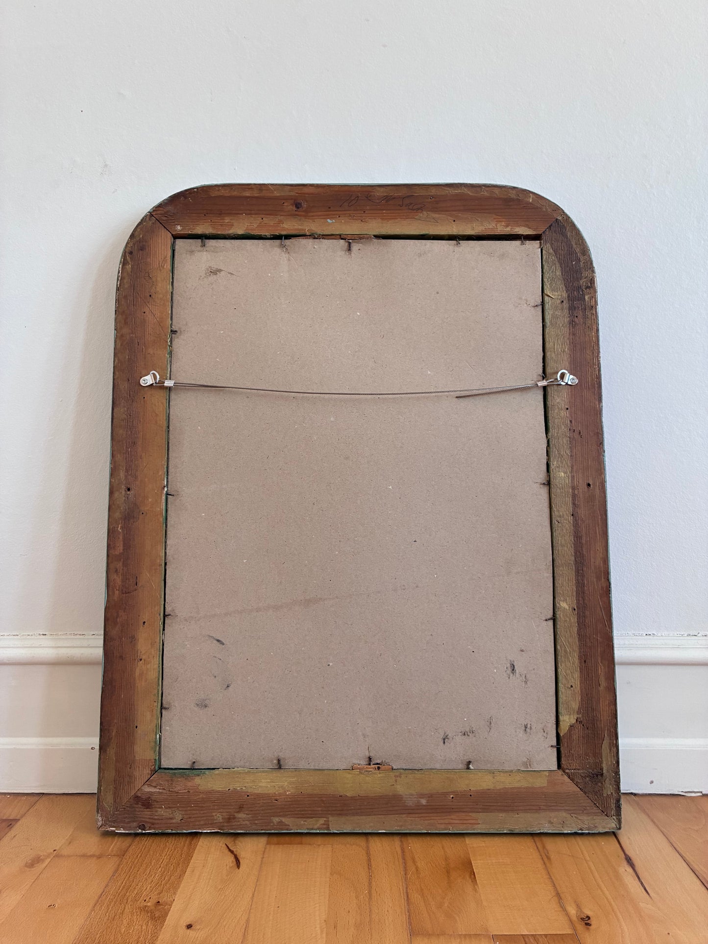 Antique French Louis Philippe Mirror – Green and Gold, Late 19th Century