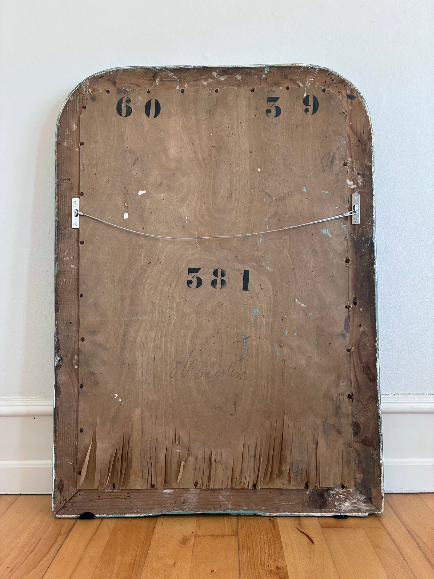 Large Antique French Louis Philippe Mirror – Green and Gold, Late 19th Century