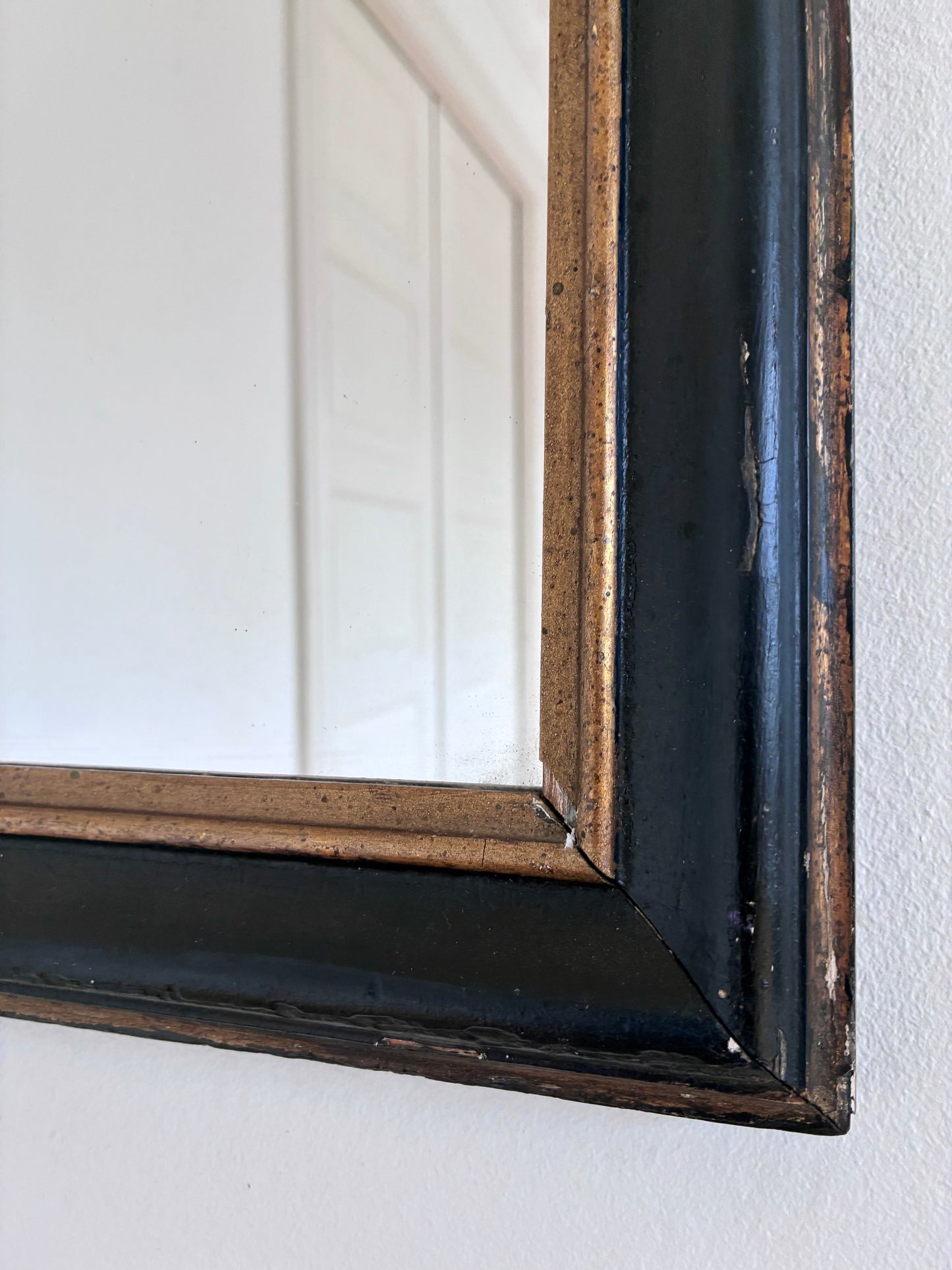 Antique French Louis Philippe Mirror – Black and Gold, Late 19th Century