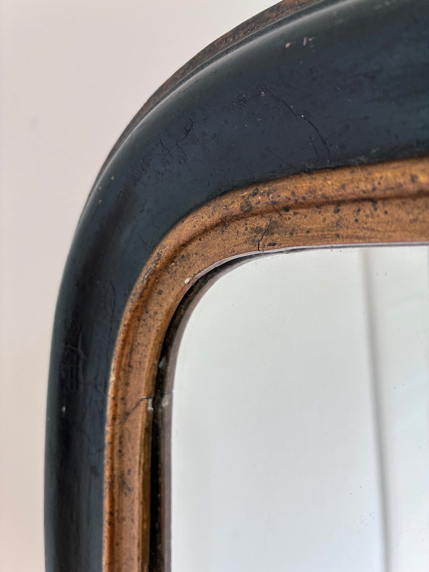 Antique French Louis Philippe Mirror – Black and Gold, Late 19th Century