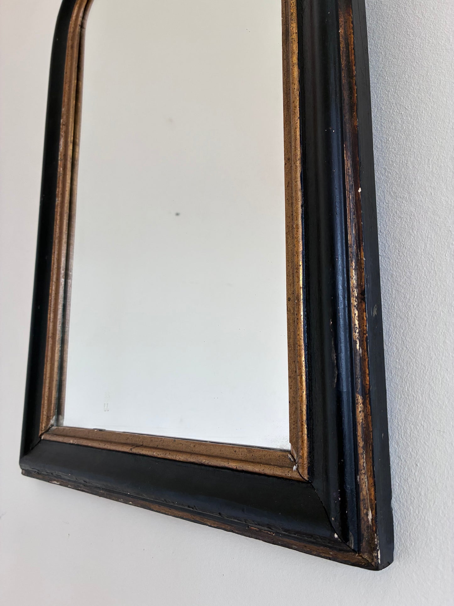 Antique French Louis Philippe Mirror – Black and Gold, Late 19th Century