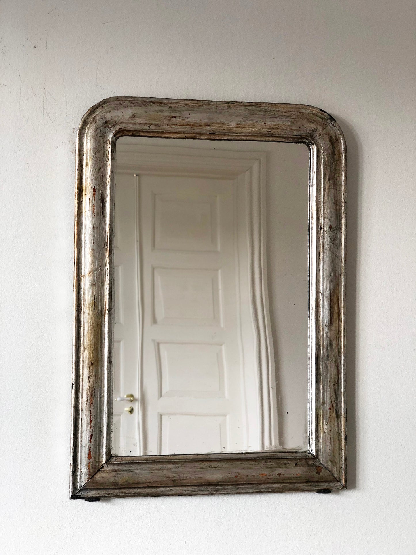 Antique French Louis Philippe Silvered Giltwood Mirror – Late 19th Century