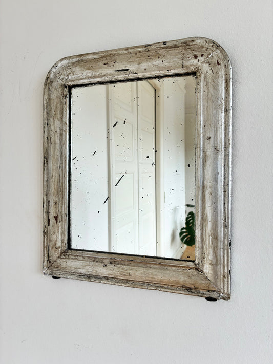 Antique French Louis Philippe Silvered Giltwood Mirror – Late 19th Century