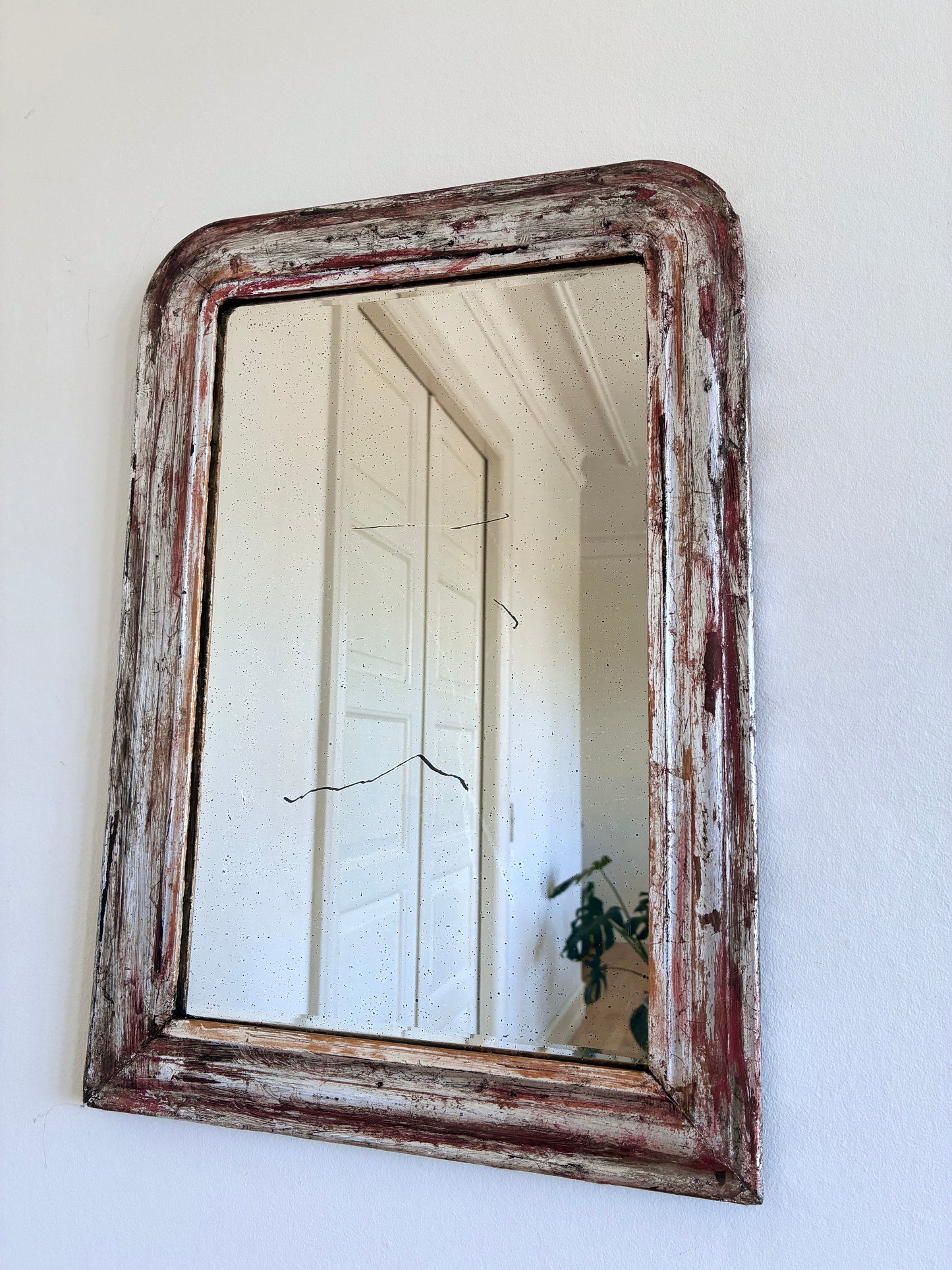 Antique French Louis Philippe Silvered Giltwood Mirror – Late 19th Century