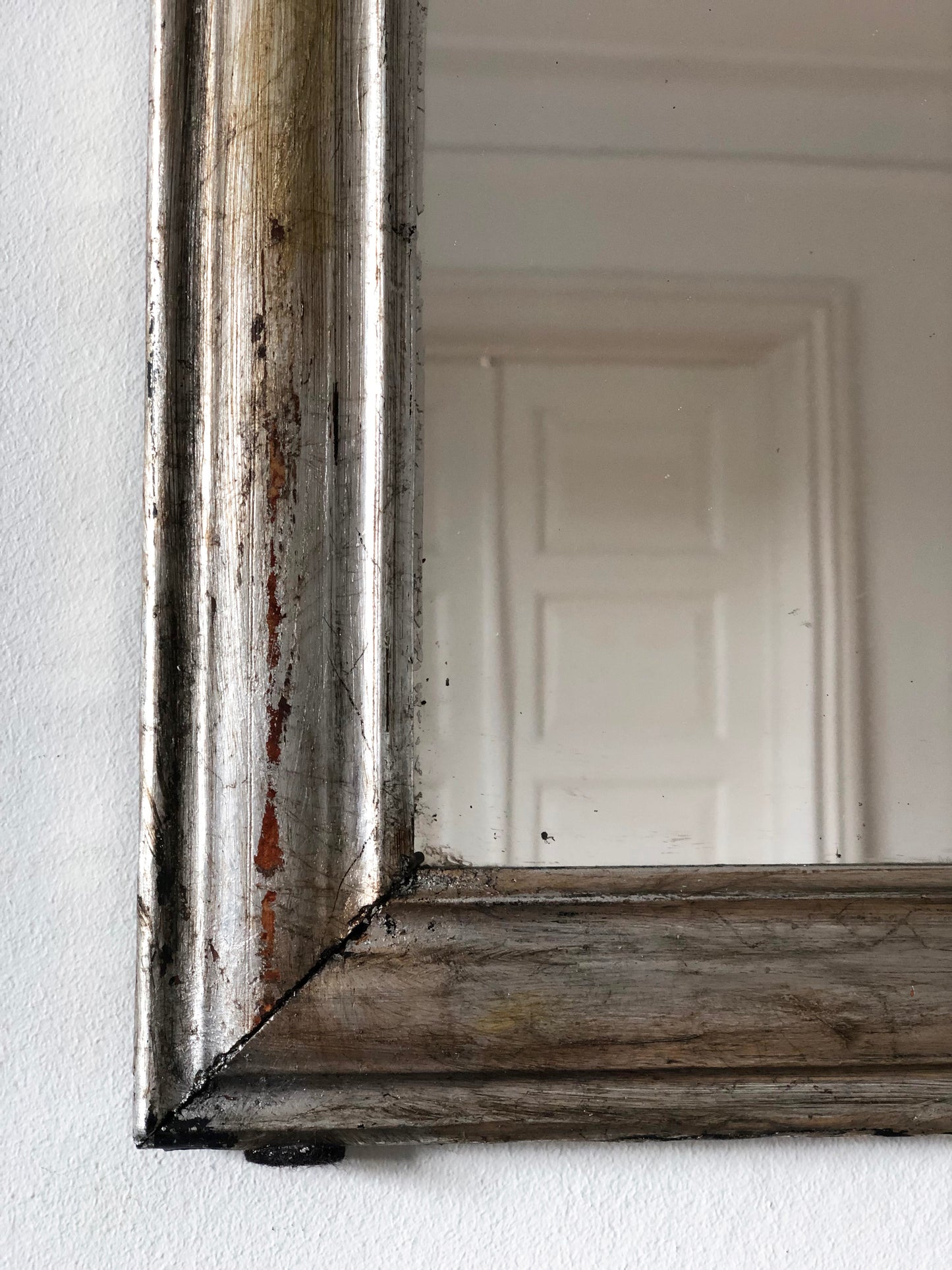 Antique French Louis Philippe Silvered Giltwood Mirror – Late 19th Century