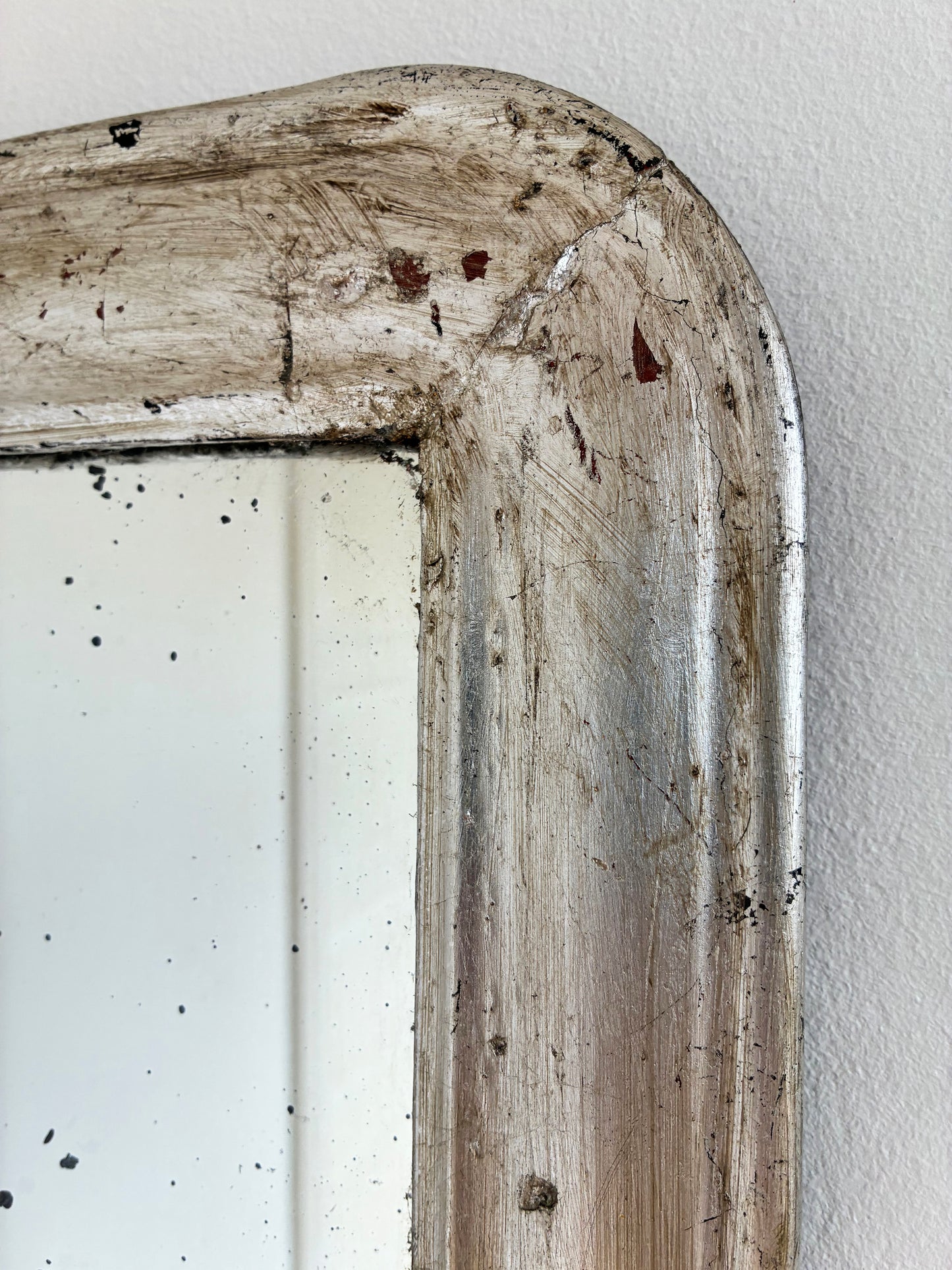 Antique French Louis Philippe Silvered Giltwood Mirror – Late 19th Century