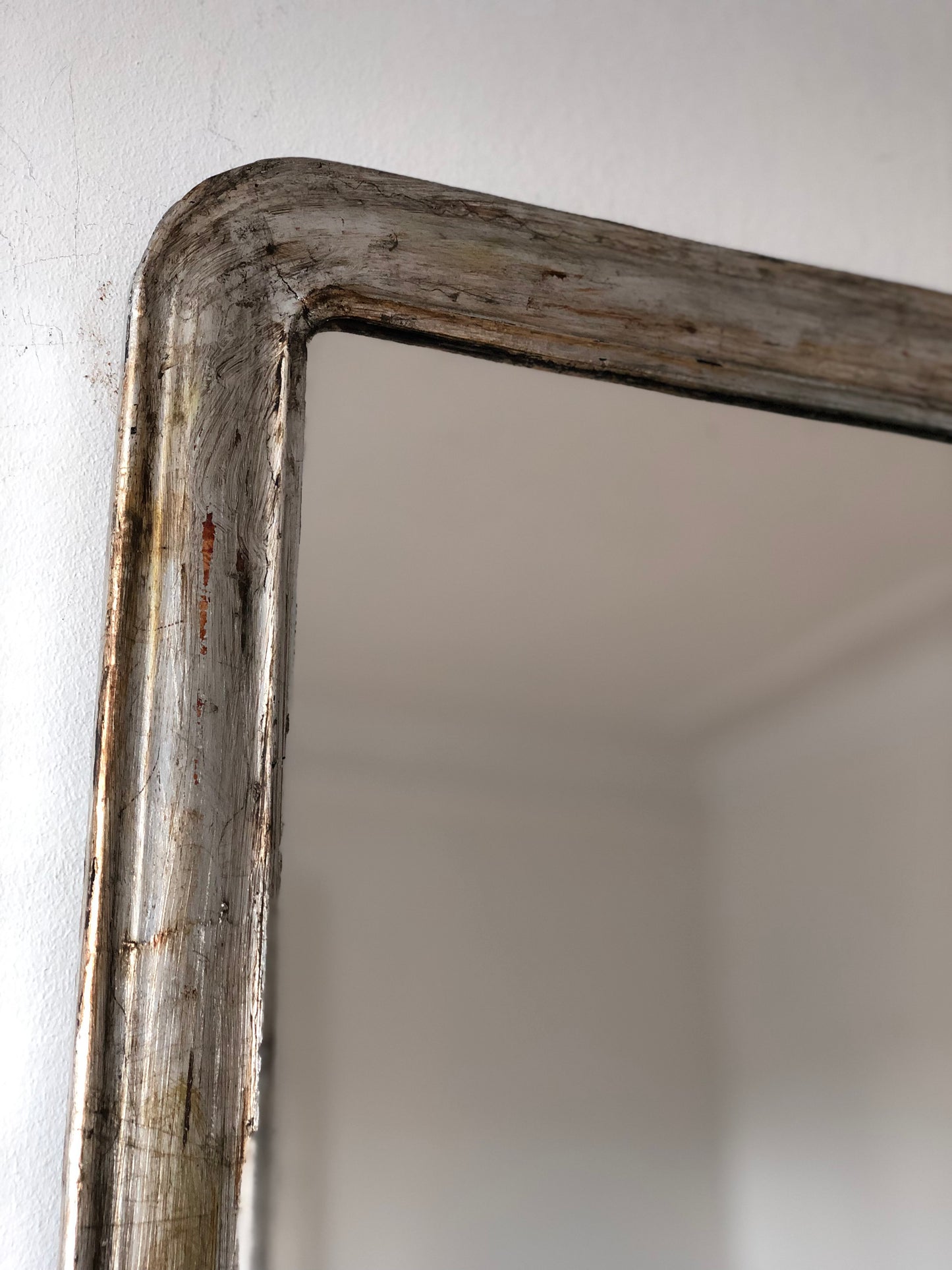 Antique French Louis Philippe Silvered Giltwood Mirror – Late 19th Century