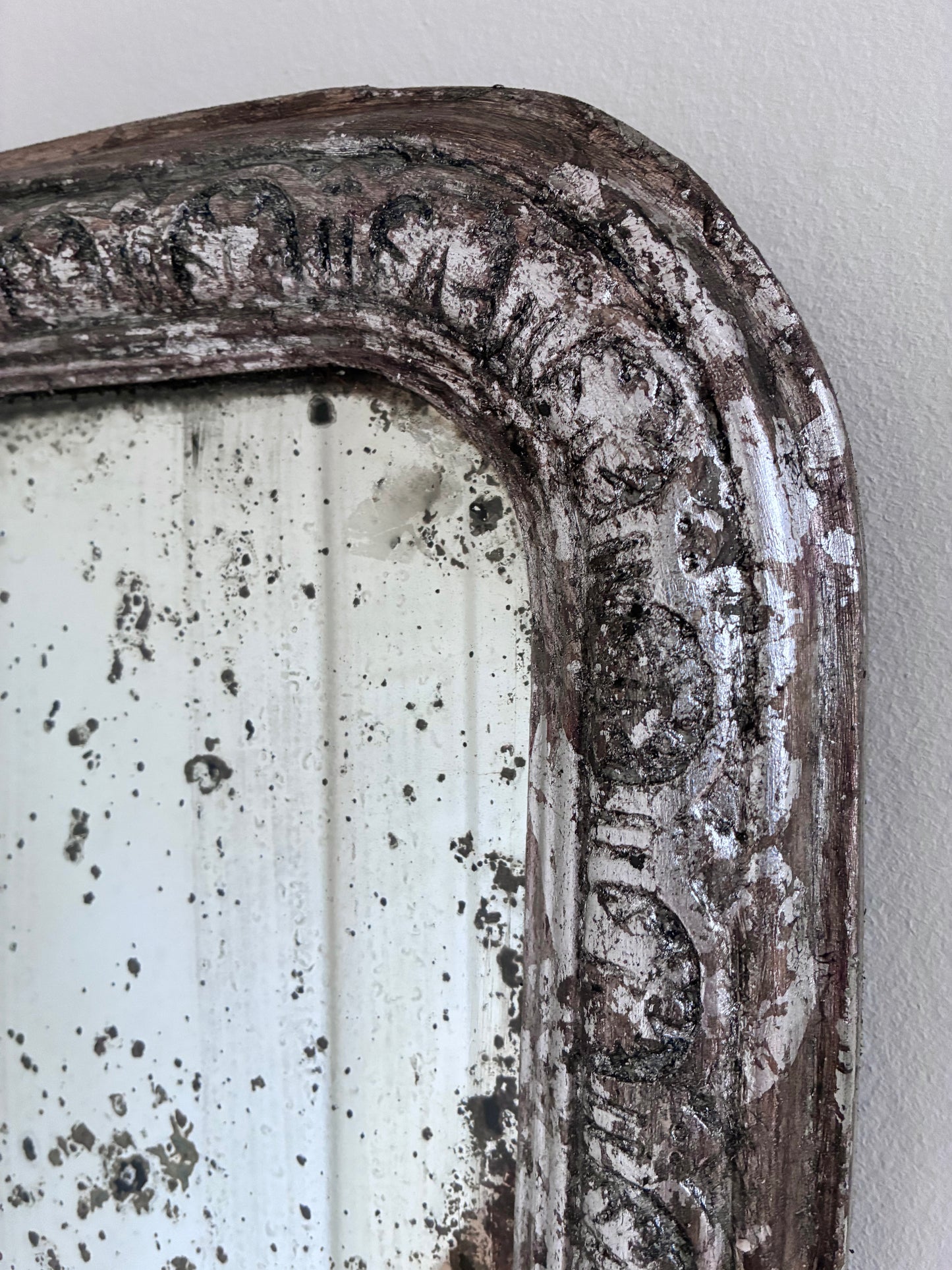 Antique French Louis Philippe Silvered Giltwood Mirror – Late 19th Century