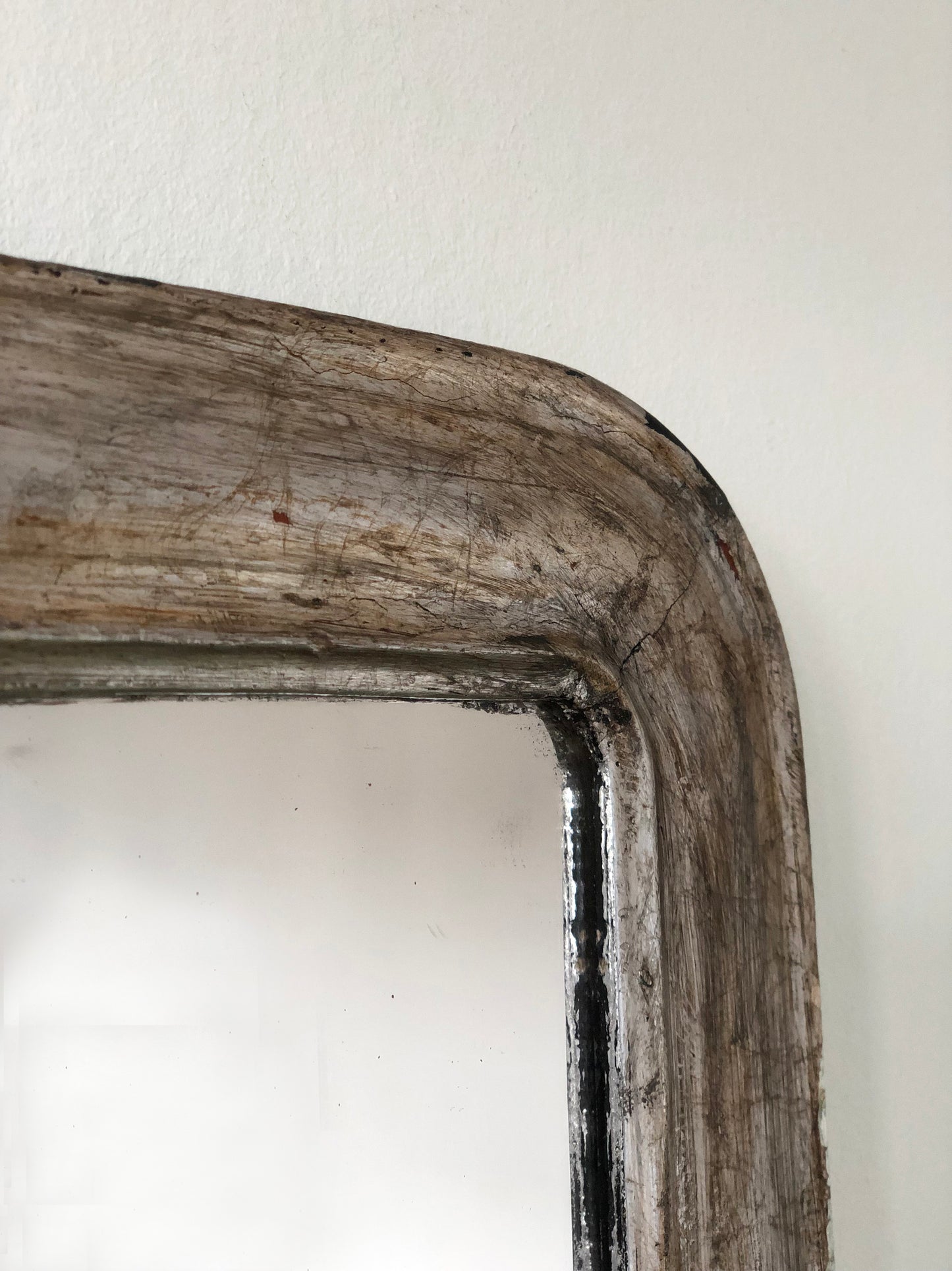 Antique French Louis Philippe Silvered Giltwood Mirror – Late 19th Century