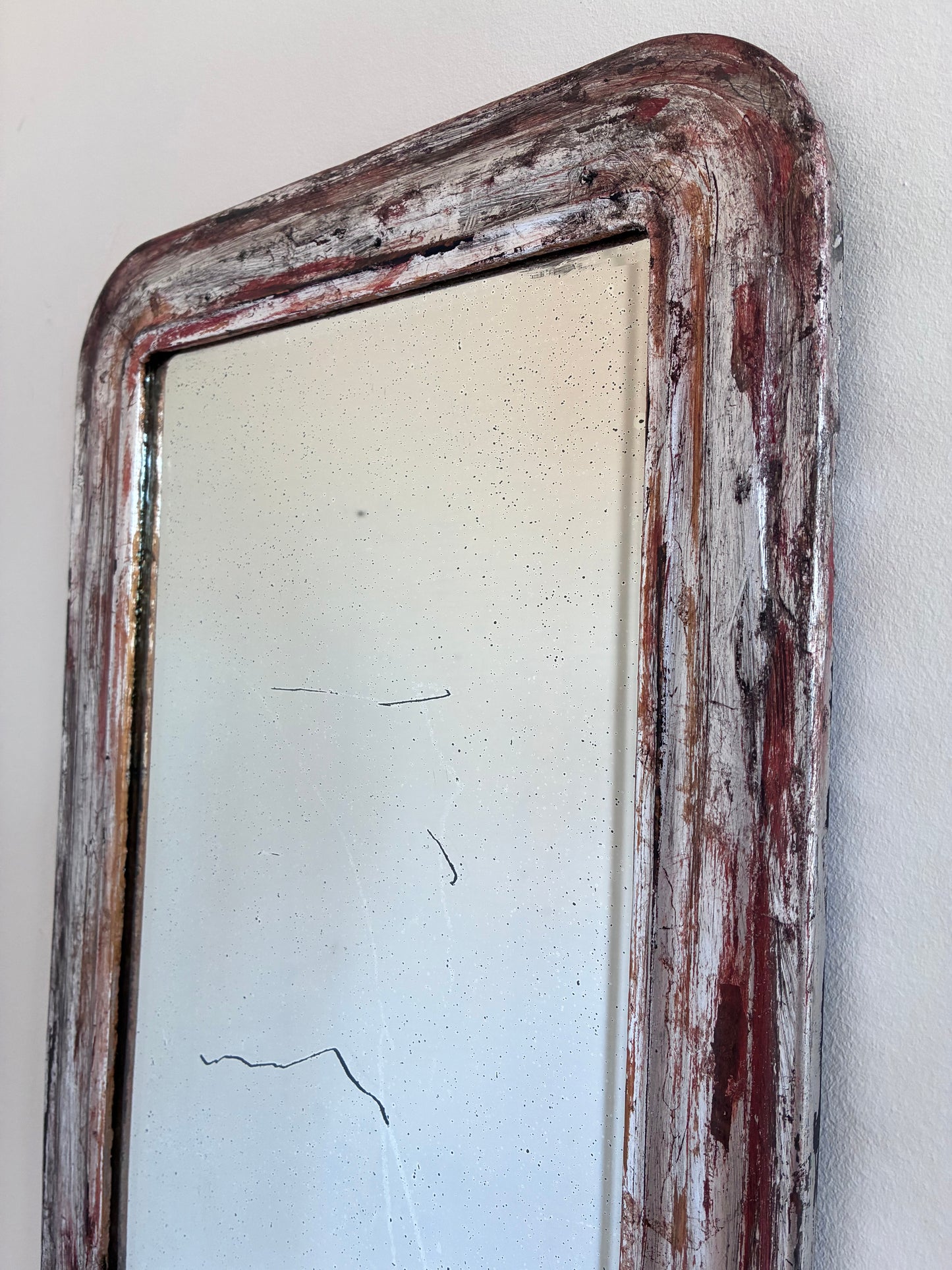 Antique French Louis Philippe Silvered Giltwood Mirror – Late 19th Century