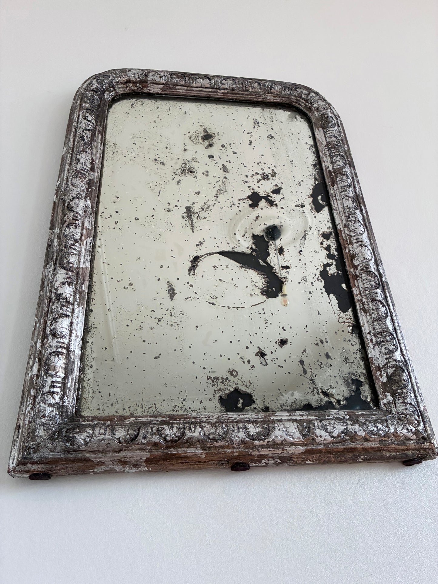Antique French Louis Philippe Silvered Giltwood Mirror – Late 19th Century