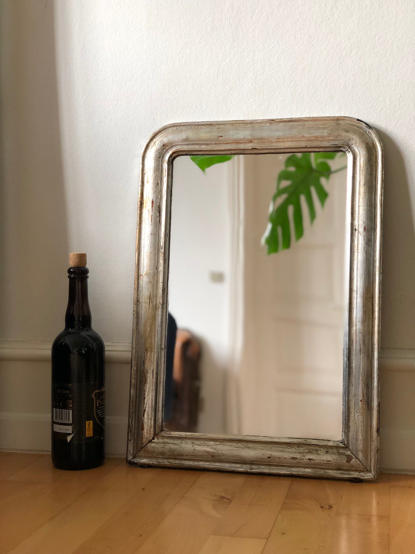 Antique French Louis Philippe Silvered Giltwood Mirror – Late 19th Century