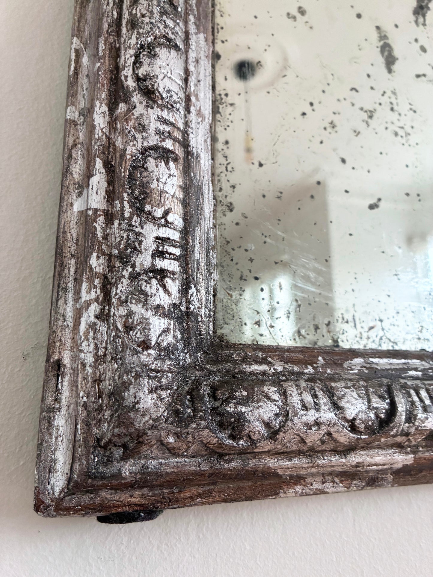 Antique French Louis Philippe Silvered Giltwood Mirror – Late 19th Century