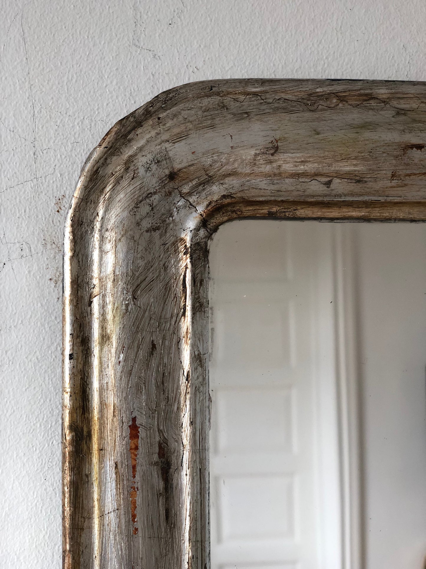 Antique French Louis Philippe Silvered Giltwood Mirror – Late 19th Century