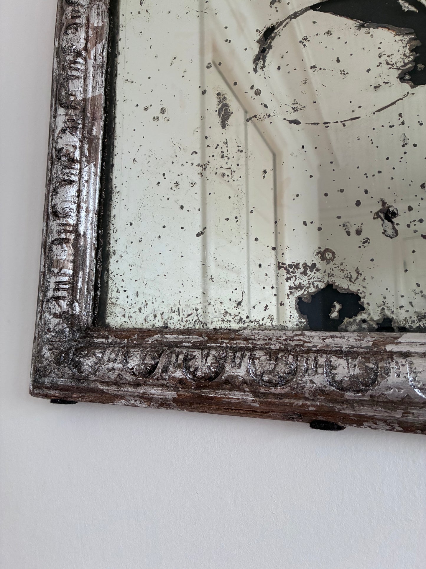 Antique French Louis Philippe Silvered Giltwood Mirror – Late 19th Century