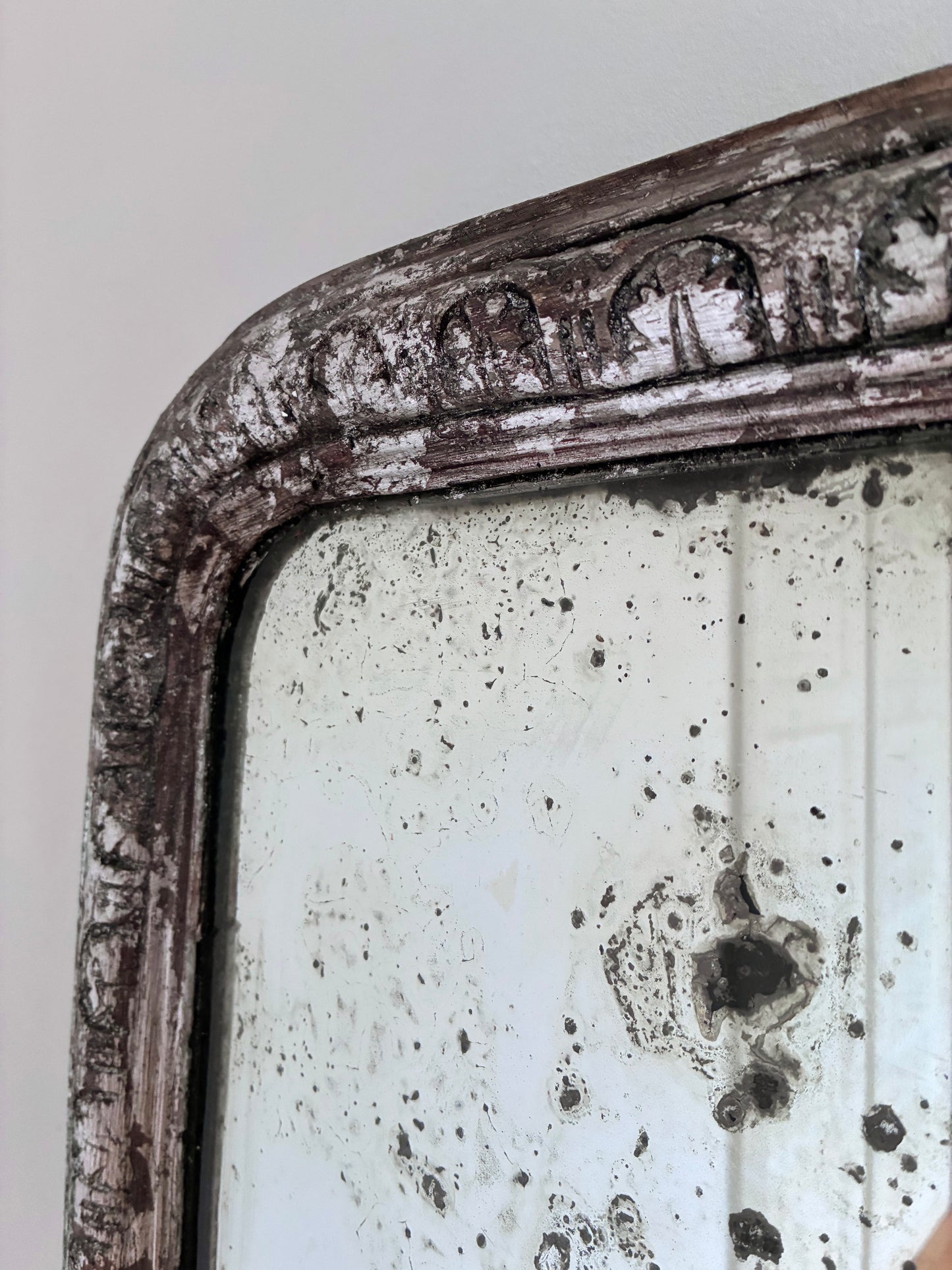 Antique French Louis Philippe Silvered Giltwood Mirror – Late 19th Century