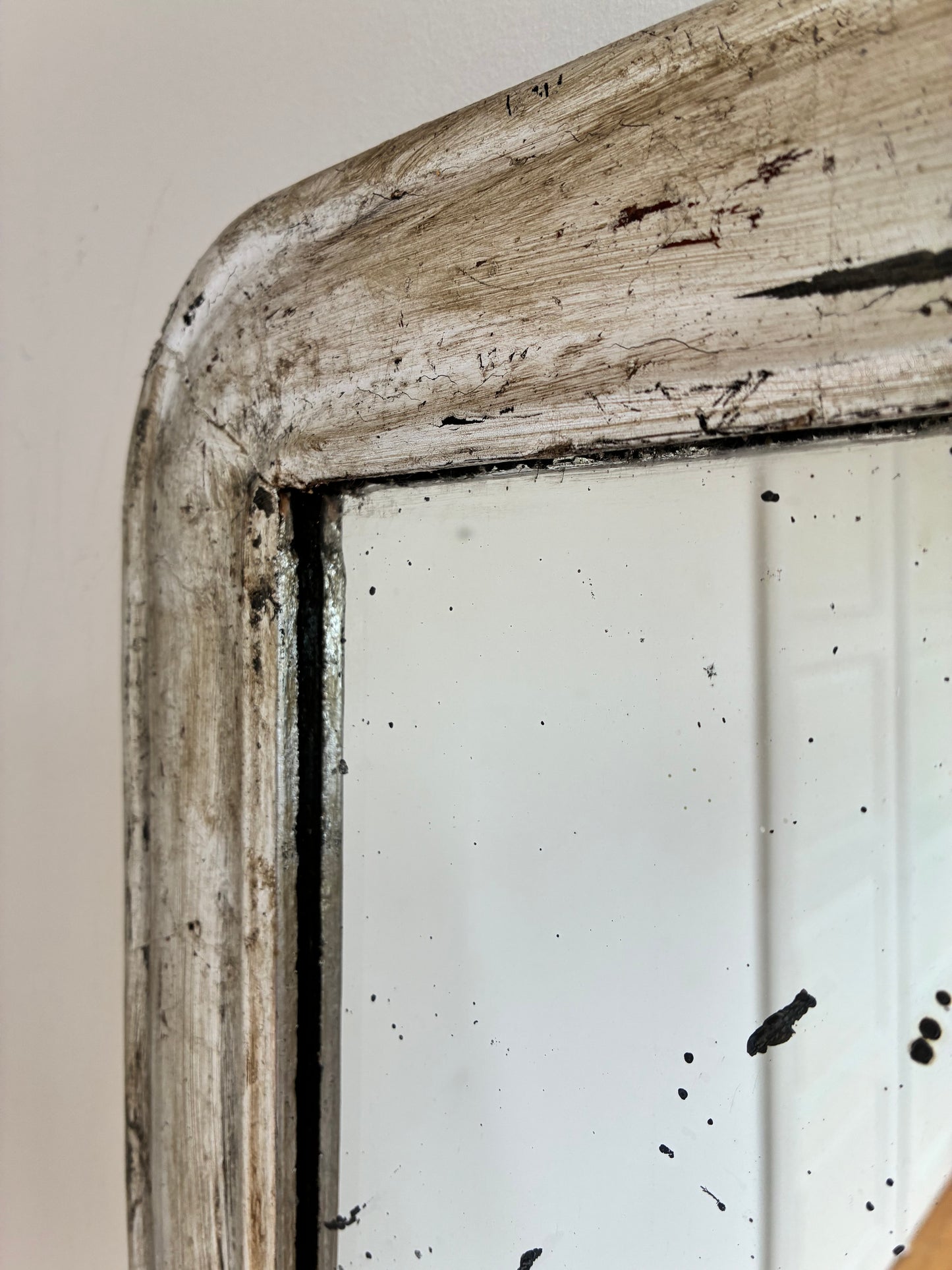 Antique French Louis Philippe Silvered Giltwood Mirror – Late 19th Century