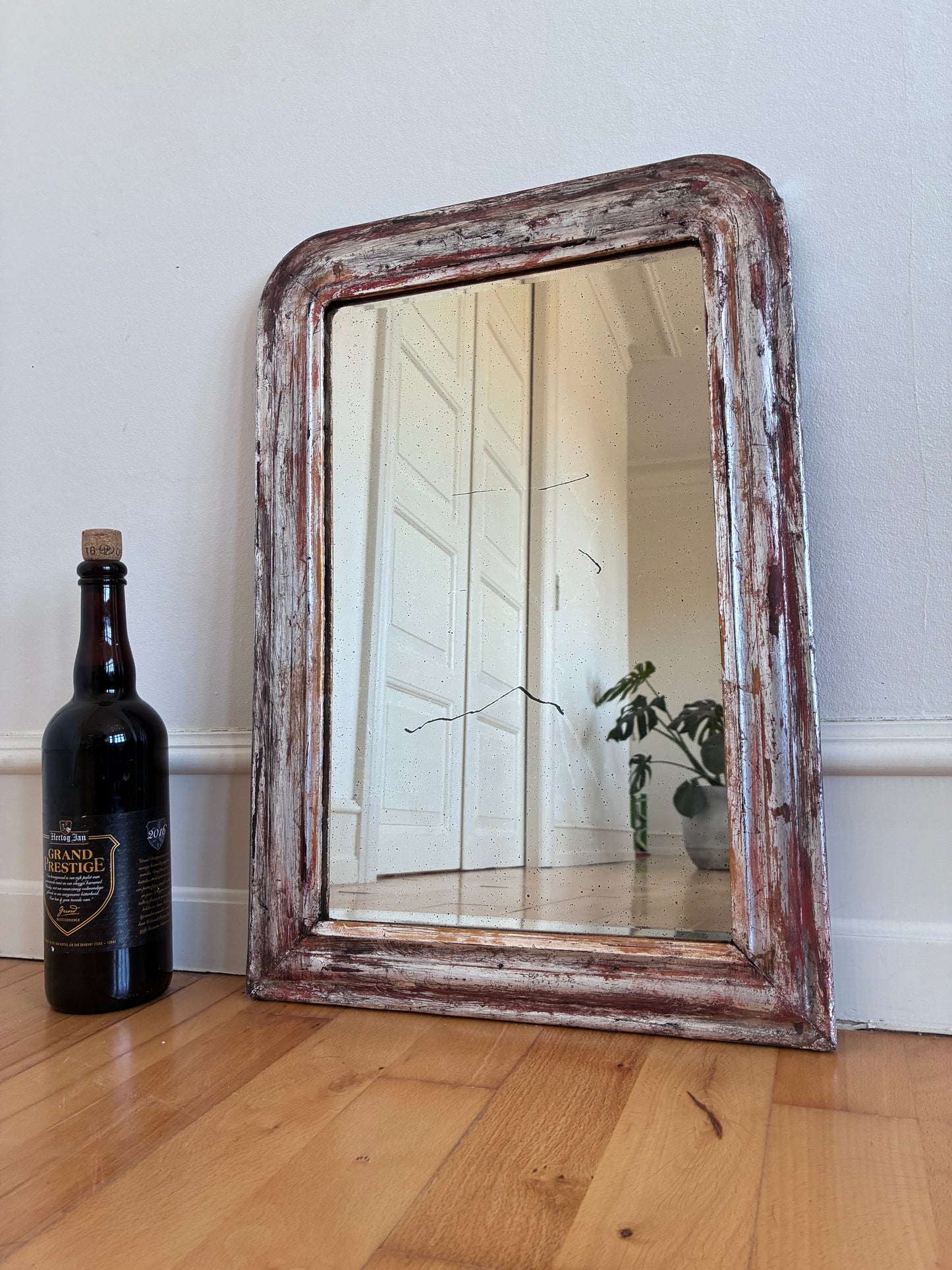 Antique French Louis Philippe Silvered Giltwood Mirror – Late 19th Century