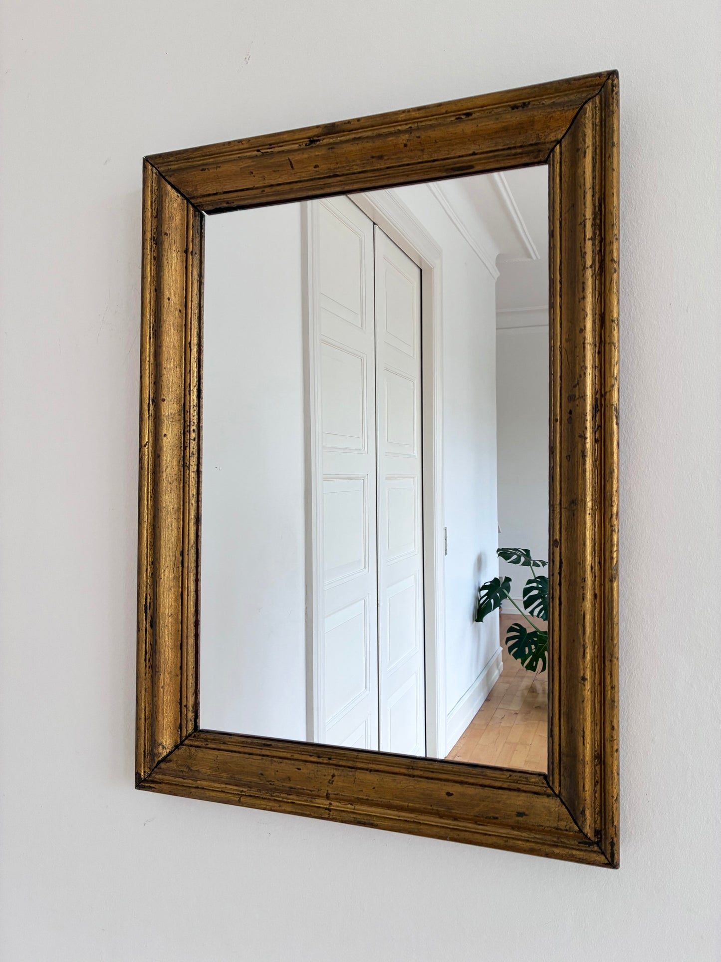 Antique Giltwood Wall Mirror in Gold